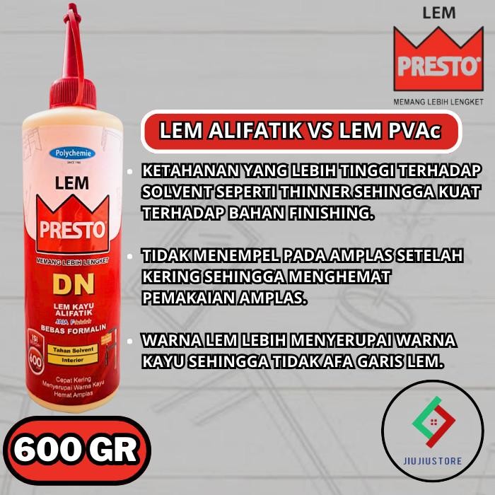 Lem Kayu Alifatik Presto Dn 600G Lem Presto Lem Kayu Serbaguna Lem Dn 600Gr Tbk