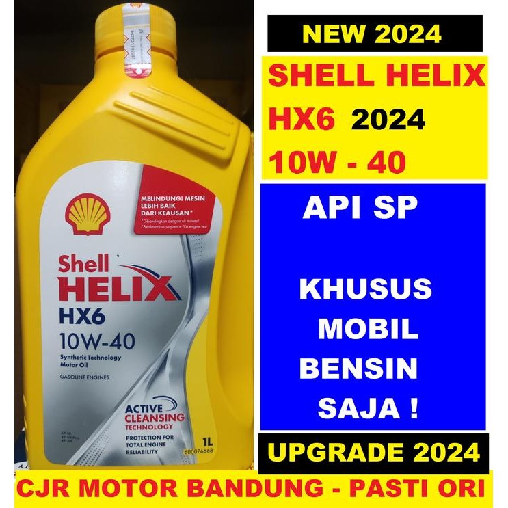 temg- Oli Mobil Shell Helix Hx6 10W 40 1L Oli Bensin Diesel Jamin Ori Asli