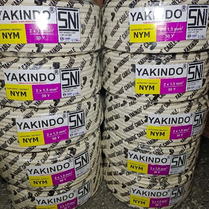 Yakindo Kabel Listrik Nym Kabel Listrik Kawat Tembaga Murni Sni 2X1,5Mm 3X1,5Mm 50Y/45M