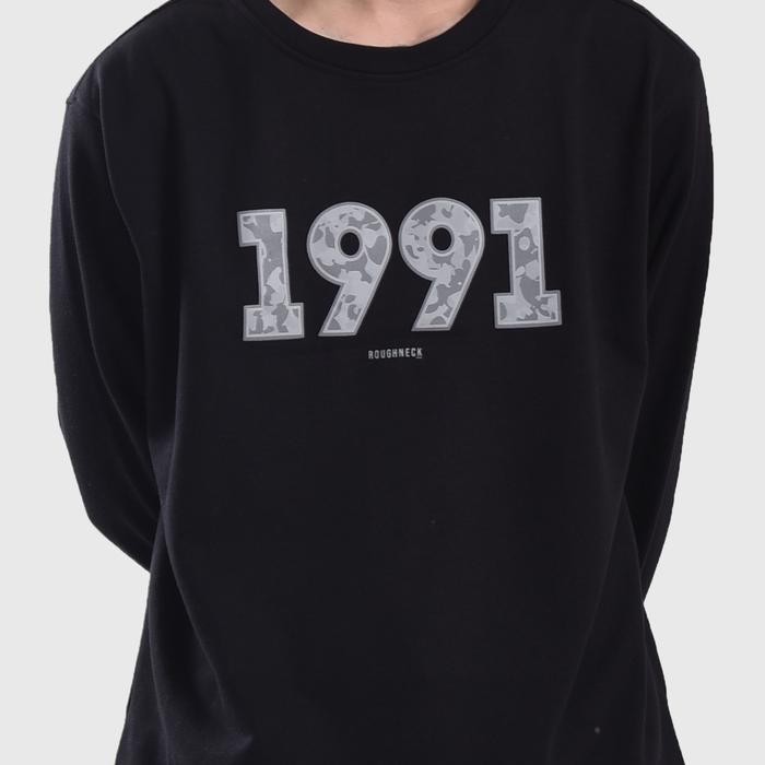 108p- Roughneck Ss097 Black 1991 Aura Camouflage Crewneck