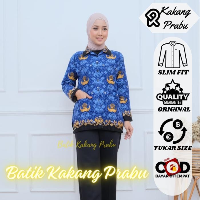 ASLI Baju Kori Terbaru Wanita kerah hitam ASN Guru Lengan Panjang Modern READY STOCK