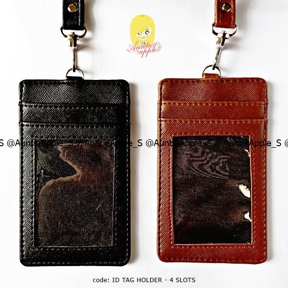New ID TAG HOLDER 4 KARTU/NAME TAG/ID CARD HOLDER LEATHER/TEMPAT ID CARD