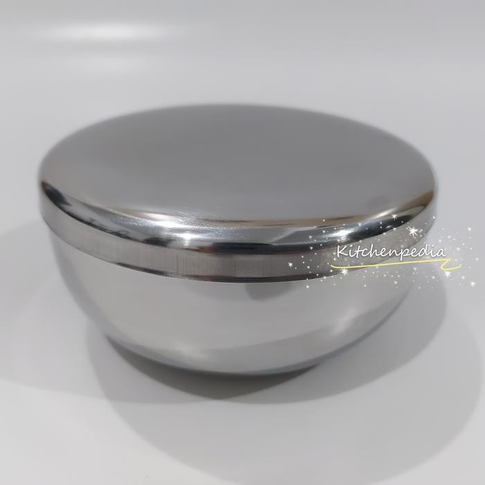 nwmi- Mangkok Nasi Korea Stainless Mangkok Makan Sup Sop Kecil Tutup
