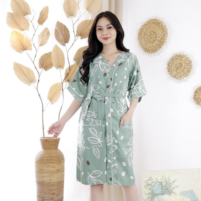 Baju Tidur Dress Kimono - Baju Tidur Dewasa Jumbo Bahan Katun - Kimono 45-65Kg Kanza Motif Wanita