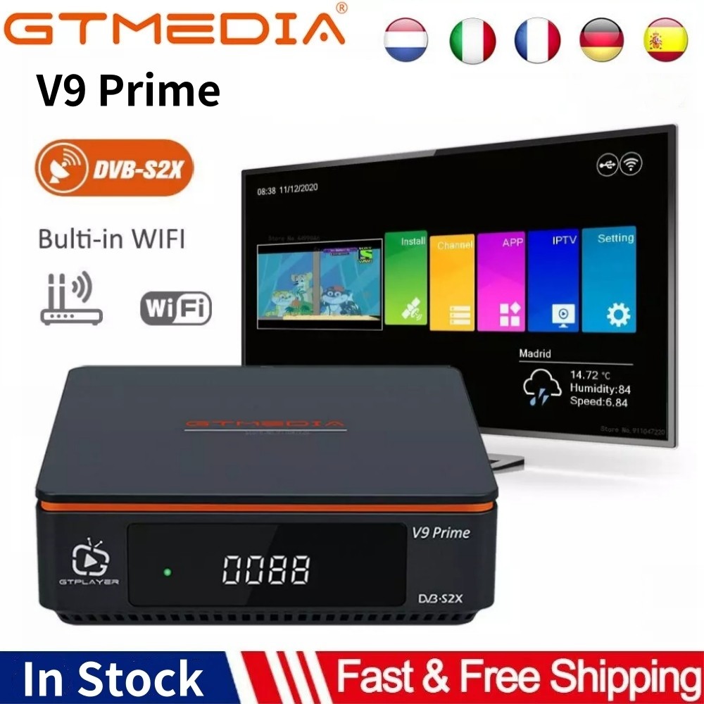 Gtmedia V9Prime Satellite Receiver 1080P Mars/Ecam Tv Box,Dvb-S/S2/S2X Hevc Main10,Avs+Biss Auto