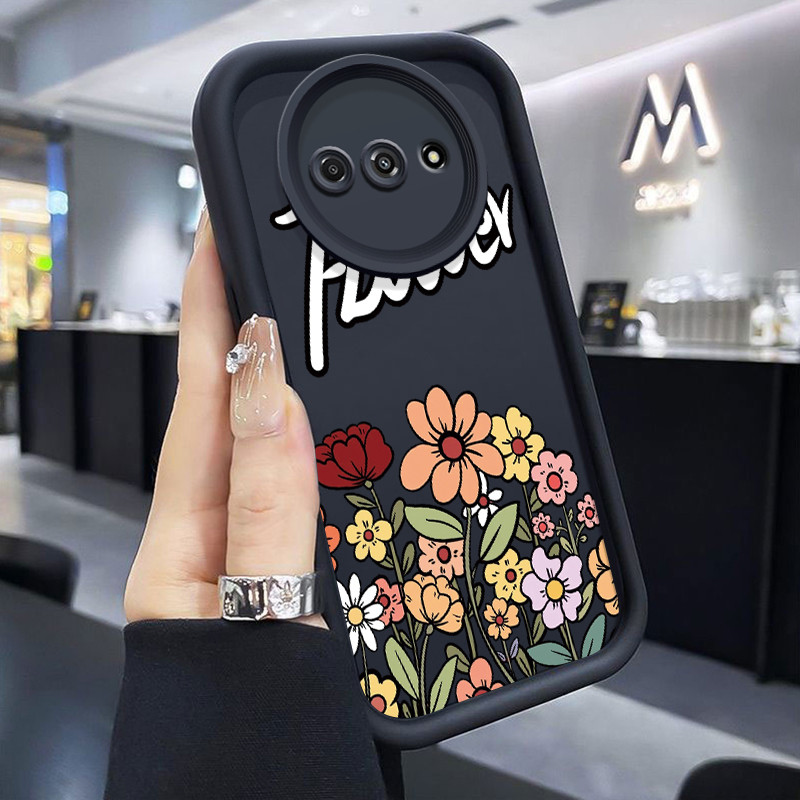 Casing Hp Untuk Xiaomi Redmi A3 A3x POCO C61 Case Casing Bunga pola HP Kasing Silikon Softcase mata 