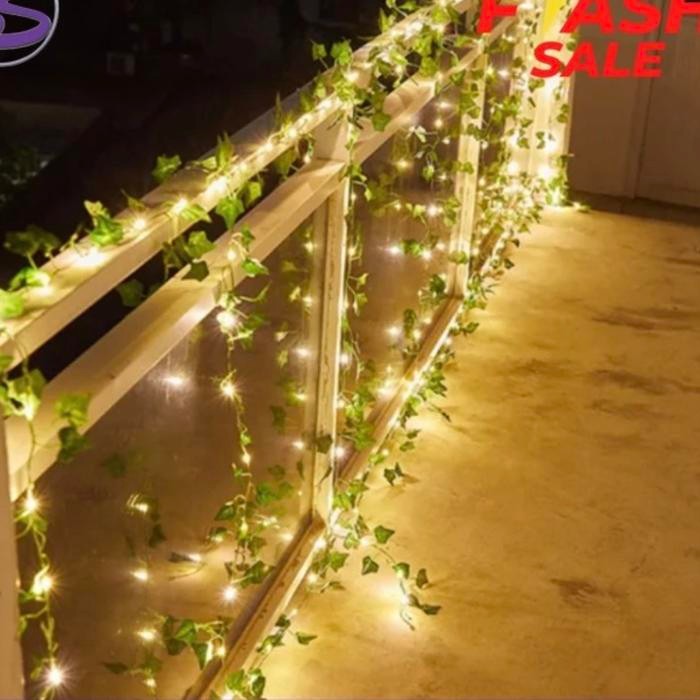 LAMPU DAUN TIRAI AESTHETIC LAMPU TIRAI DAUN KUNING WARM WHITE JUNTAI