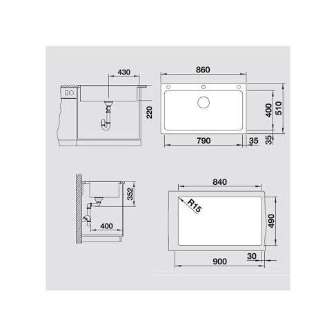 KITCHEN SINK BLANCO NAYA XL 9 SILGRANIT SINK + MIDA XL SILGRANIT