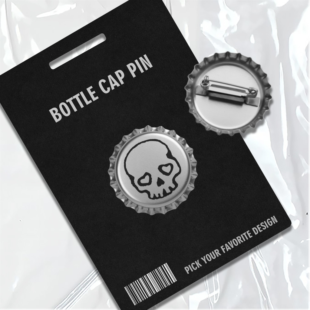 SKULL LOVE BOTTLE CAP PIN KALCER