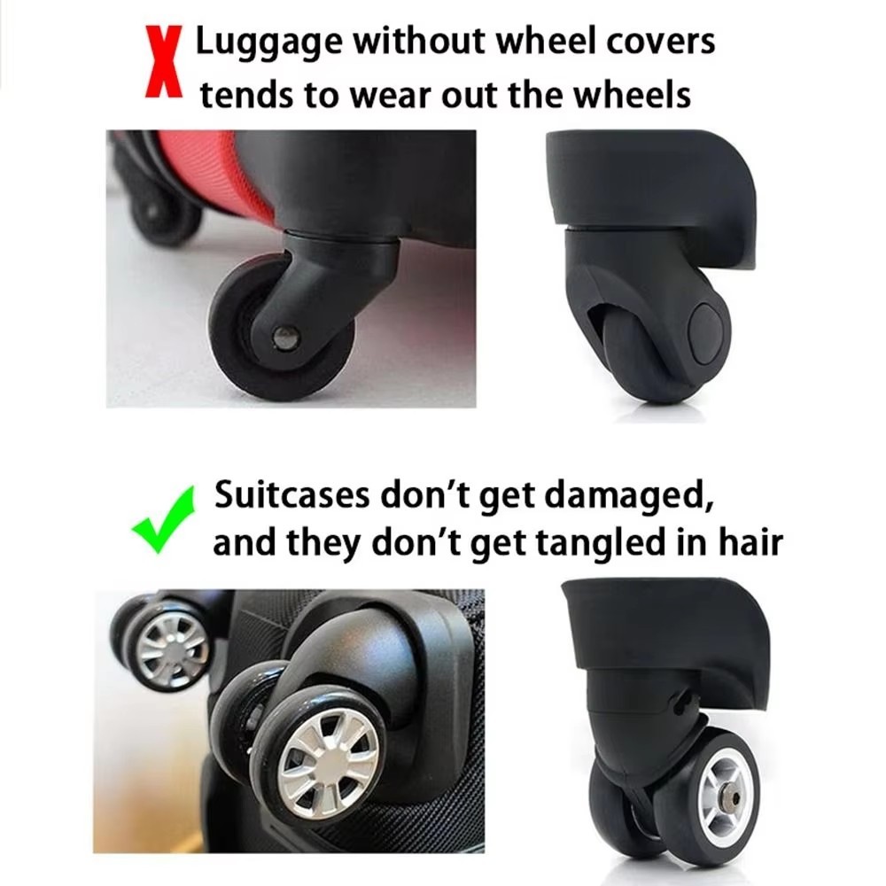 8PCS Luggage Wheels Protector Silicone Wheels Caster Shoes Travel Luggage Suitcase Reduce Noise