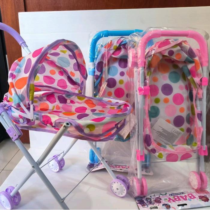 mainan stroller boneka ( TANPA BONEKA) rangka besi Dolls Dorongan