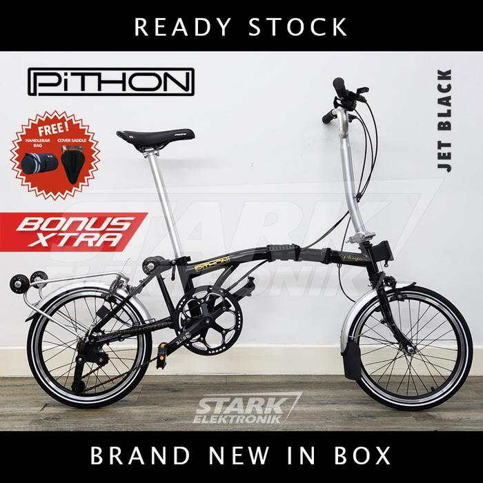Pacific PITHON Trifold 16inch Sepeda Lipat Folding Bike (CARGO/JTR) - Jet Black
