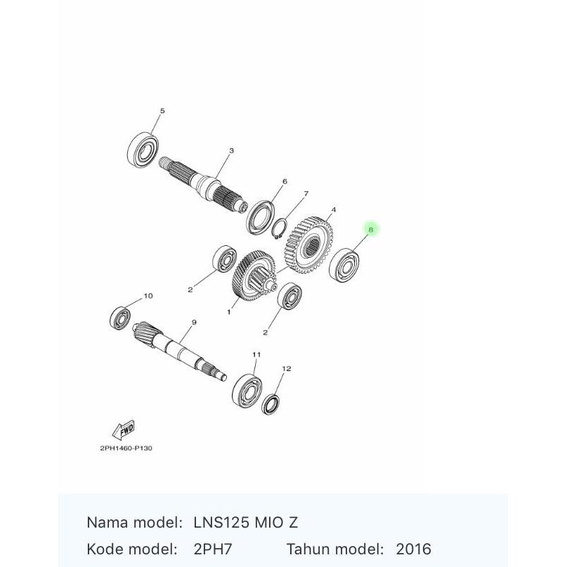 BEARING GIR RASIO BELAKANG MIO Z, MIO M3 93306-303YS OK.