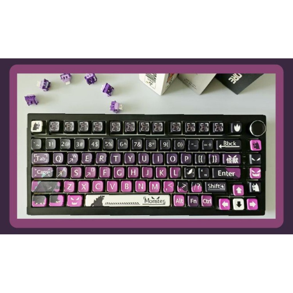 Purple little monster keycaps XDA transparent keys mechanical keyboard keycaps small full set for 61