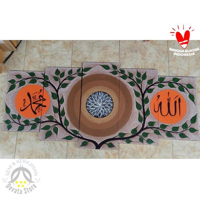 TERLENGKAP LUKISAN TANGAN HIASAN DINDING KALIGRAFI UKURAN BESAR MINIMALIS 5 PANEL