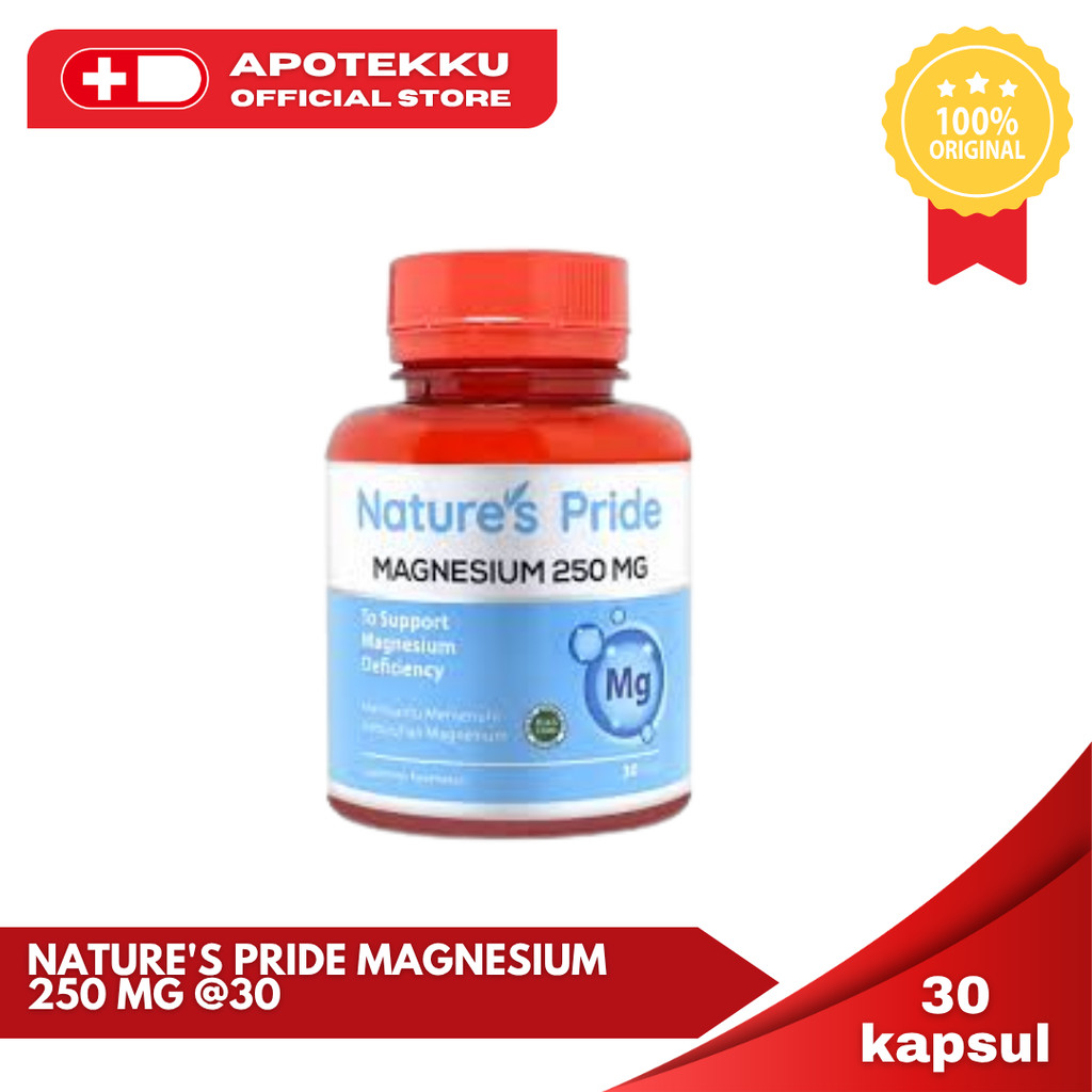 Nature's Pride Magnesium 250mg (30 Kapsul) - Suplemen Kesehatan Saraf & Otot