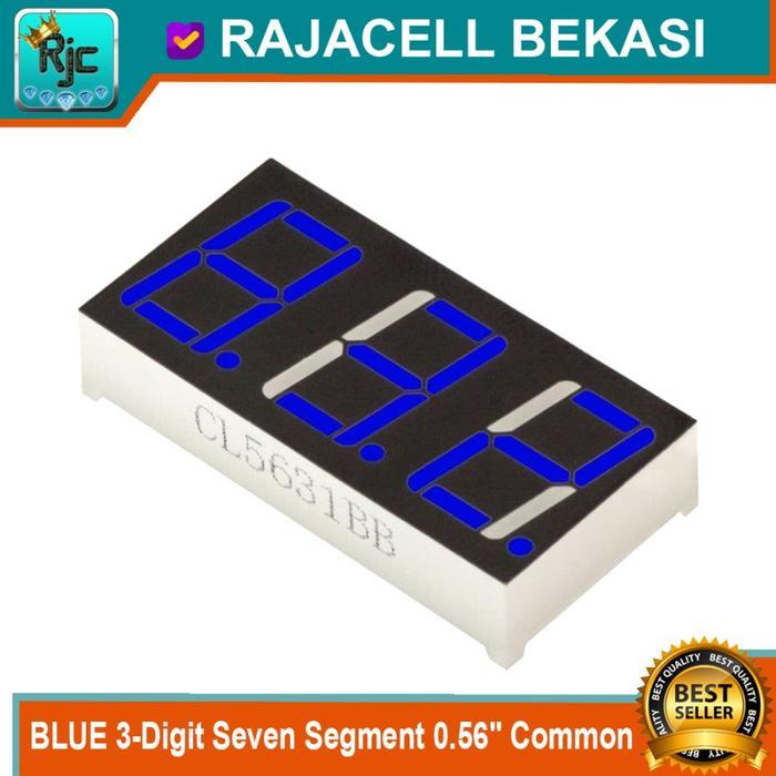 BLUE 3-DIGIT SEVEN SEGMENT 0.56" COMMON ANODE LED 7 SEGMEN BIRU