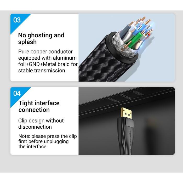 KABEL DISPLAY PORT VENTION HCCBJ DP 1.4 BRAIDED 5 METER