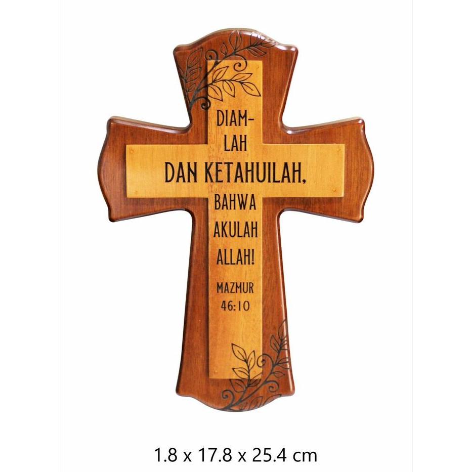 TERMURAH Salib Kayu (Inlay Wood) - AYAT ALKITAB - DEKORASI KRISTIANI