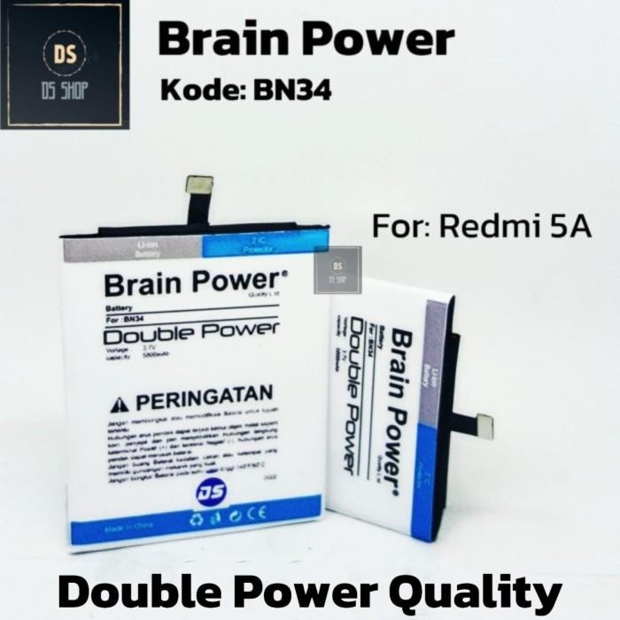 Baterai Xiaomi Redmi 5a BN34 BN 34 Brain Power Double Power Ori batrai