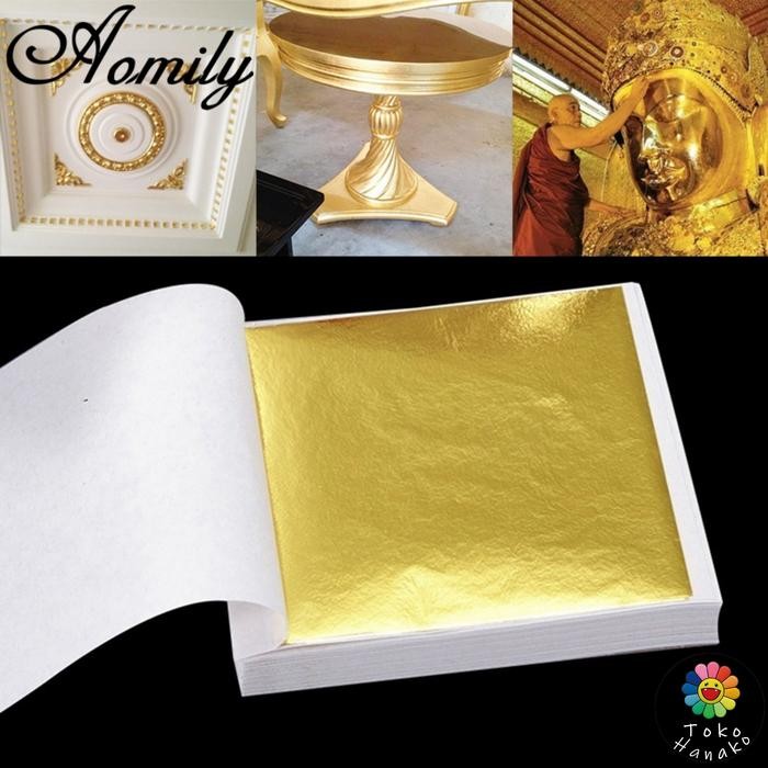 

Pilihan- 100Pcs Kertas Foil Emasgold Leaffoil Sheet Kertas Prada Sepuhan Gildin