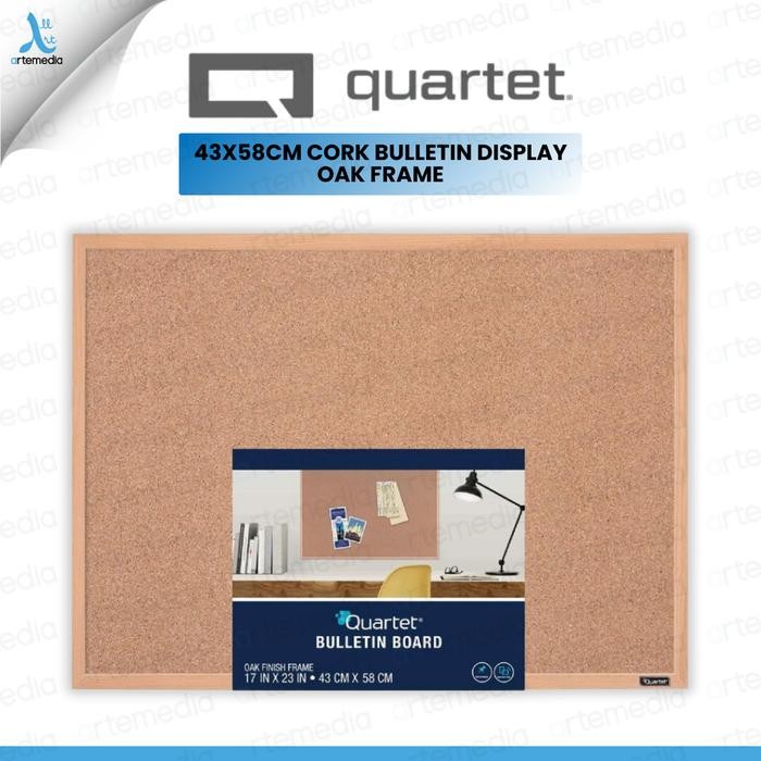 

Quartet 43x58cm Cork Bulletin Display Oak Frame Papan Display Kayu Oak untuk Pin & Memo Dinding