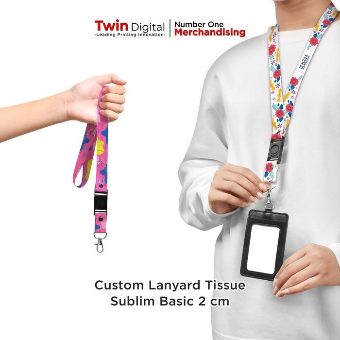 

Custom Lanyard Tissue Sublime Basic 2 cm Tali ID Card Kalung Name Tag