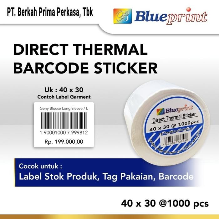 

Blueprint Direct Thermal Sticker 40X30@1000 Label Isi 1Pack(5Roll)