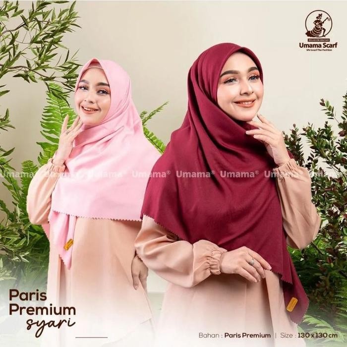Paris Premium Syar'I Lc By Umama Ori Hijab Segi Empat Syari Polos Lacer Cut Kerudung Khimar