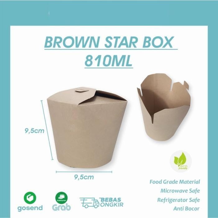 Terbaik Food Pail Mangkok Star Box Paper Kraft Rice Box Catering 550Ml 810Ml 100% Ori