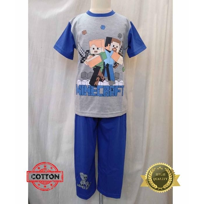 Baju Tidur Stelan Kaos Anak Cowok Minecraft