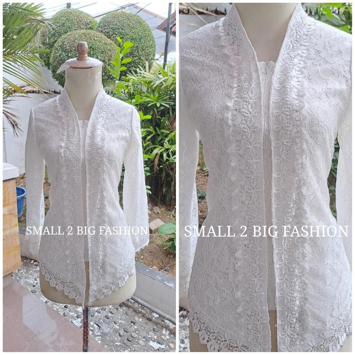 baju atasan kebaya pesta wisuda brokat brukat putih lengan panjang ada big size jumbo