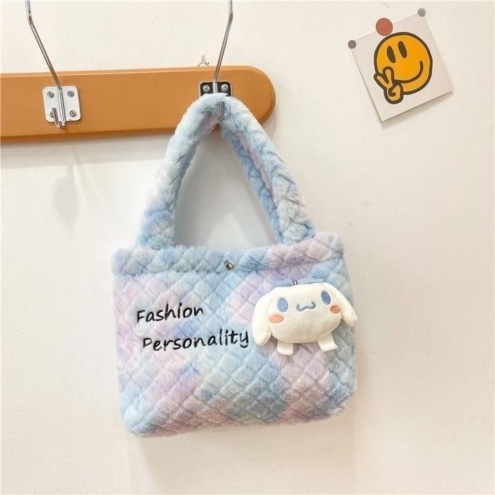 TAS BULU PELANGI KARAKTER SANRIO TAS BULU PELANGI CINAMOROLL TAS BULU PELANGI TAS BULU KUROMI TAS