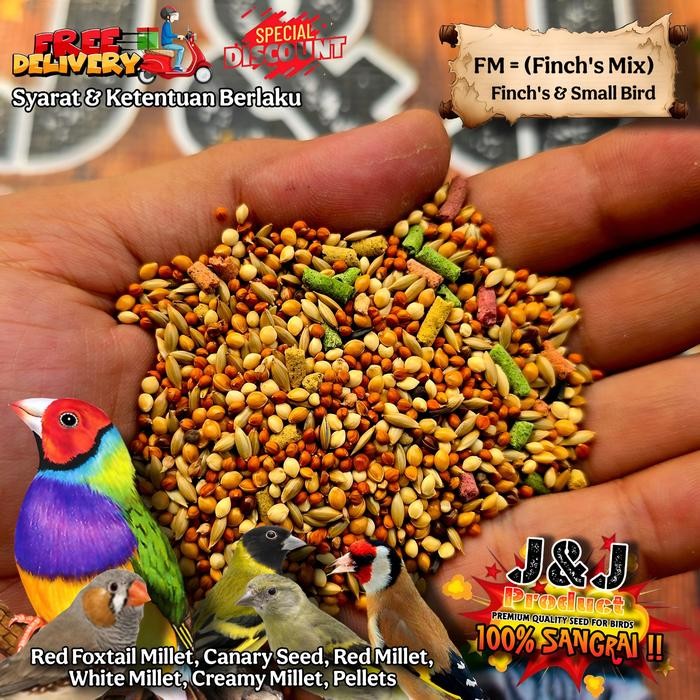 Pilihan- J&J Finch Mix (Fm) (1Kg) Pakan Burung Emprit, Gold Amadine, Finch