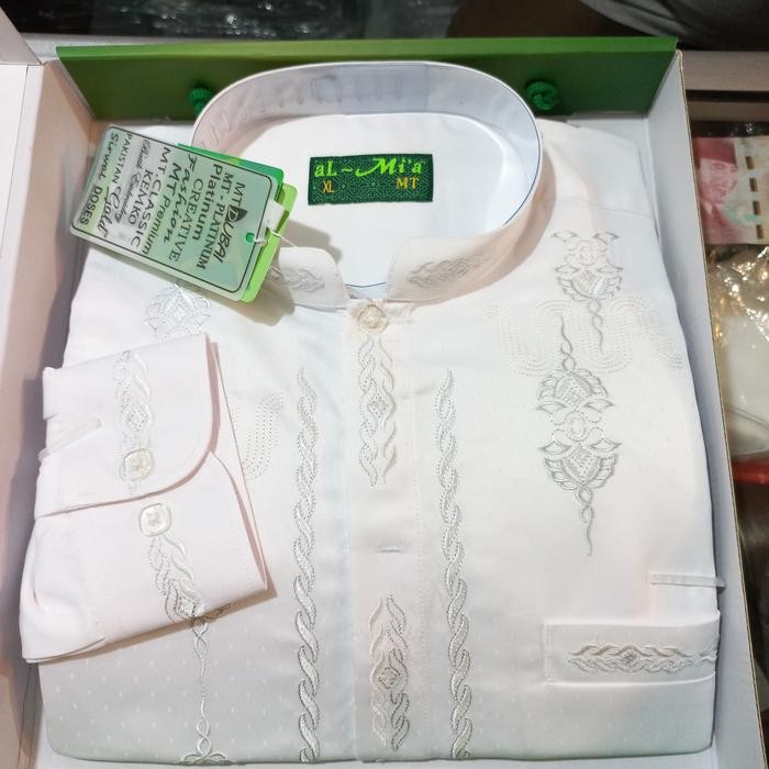 BAJU KOKO AL-MIA PUTIH MT PLATINUM LENGAN PANJANG KANCING TANGAN