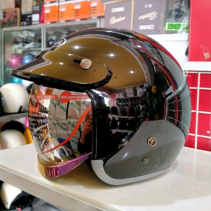 Helm Retro Injak (Kaca Dalam) Motorcycle Pasti Ori