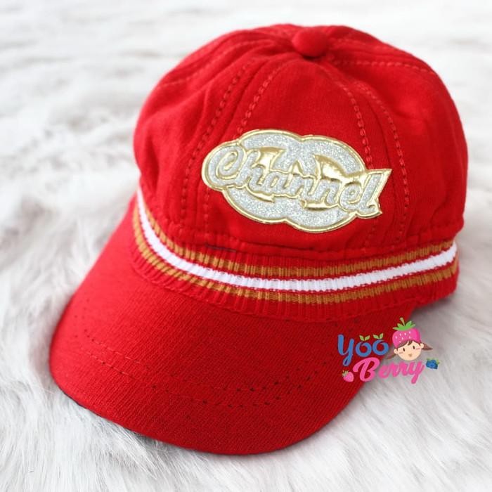 YooBerry Topi Komando Bayi Anak Ripped Glitter Red Pas Di Kepala