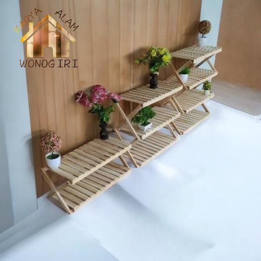 Rak Sepatu 3 Susun Kayu Zigzag Minimalis Portable Bahan Premium Mahoni Lokal Finishing Waterbase