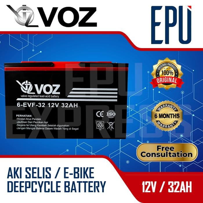 Ready Aki Selis VOZ 12V 32AH Aki Sepeda Listrik Baterai Aki Motor Listrik