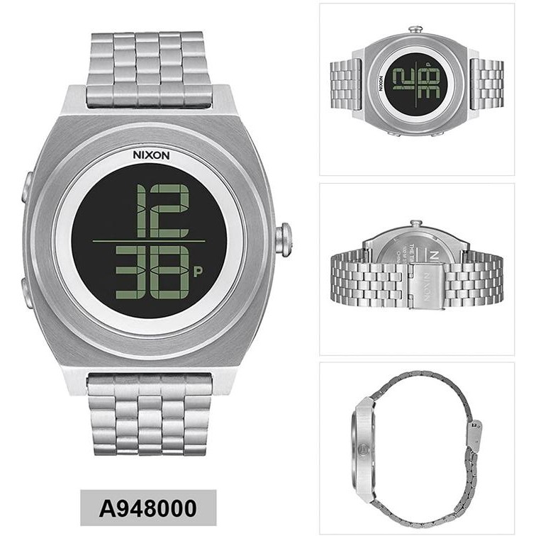 Jam Tangan Pria Wanita Digital Nixon A948000 Time Teller Digi Ss Black