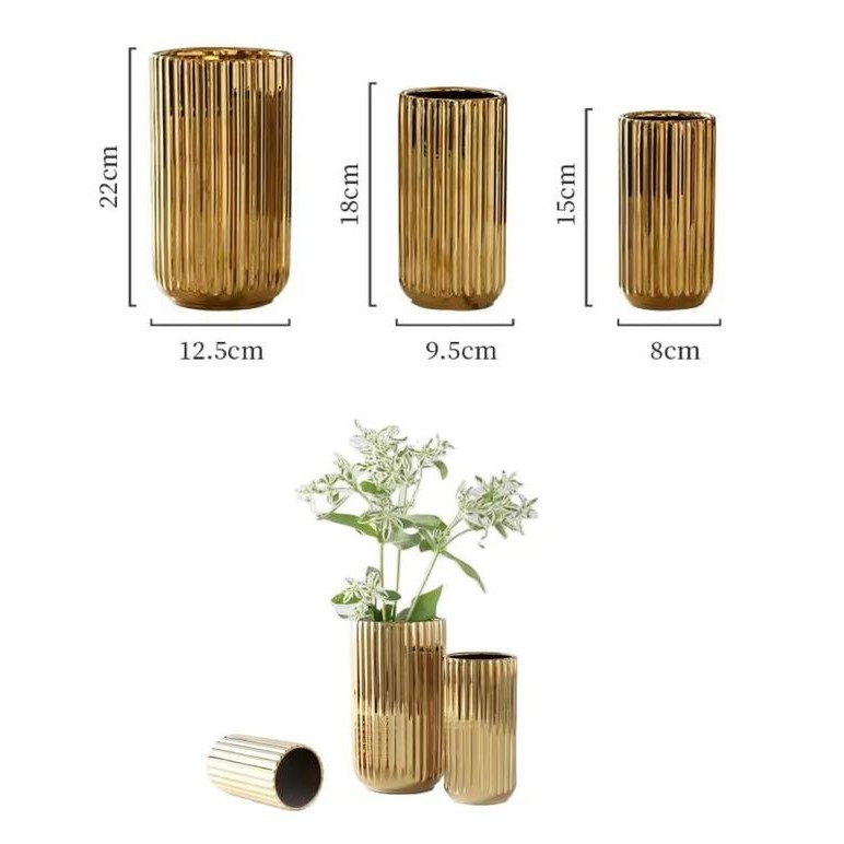 Vas Bunga / Pot Bunga Keramik / Vase Bunga Keramik Gold Luxury / Vas