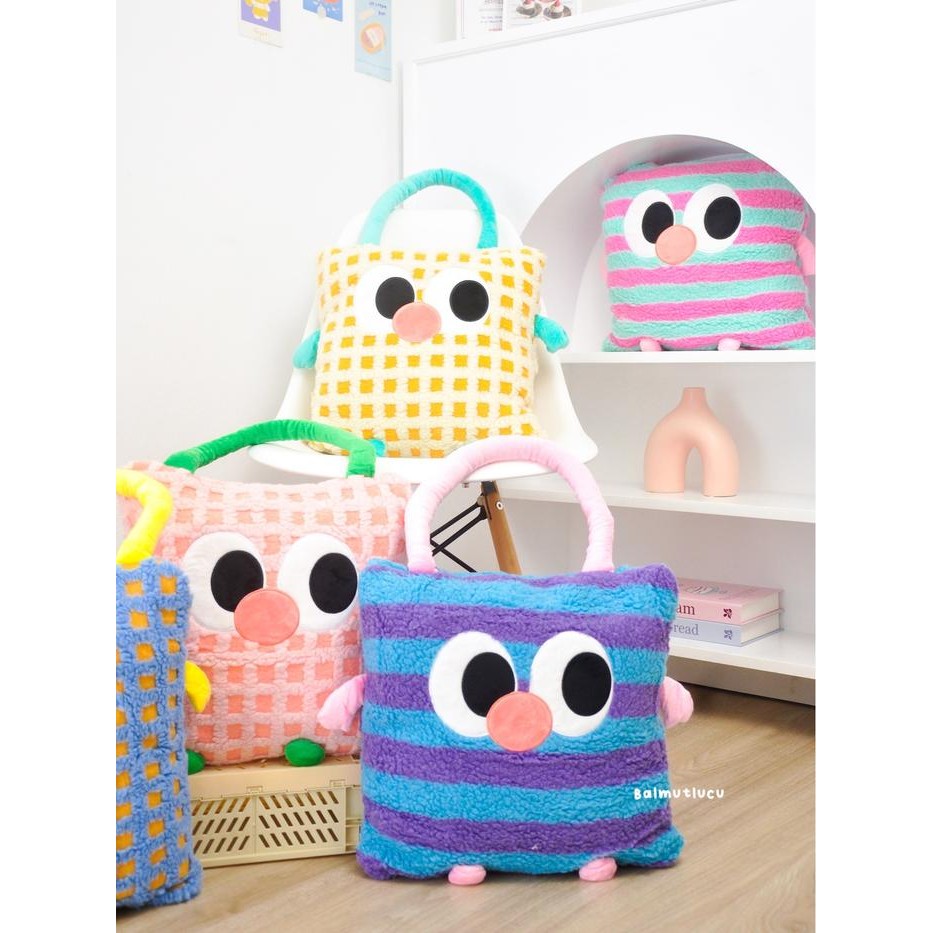 BALMUTLUCU Bantal Selimut Tote Owl Boneka Selimut Karakter Burung Hantu Bisa Dijinjing Jadi Tas
