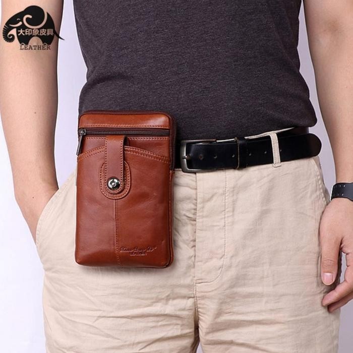 Terbatas Tas Pinggang Hp Pria Kulit Asli Branded Ori Tas Pria Selempang Kulit Terlariss 