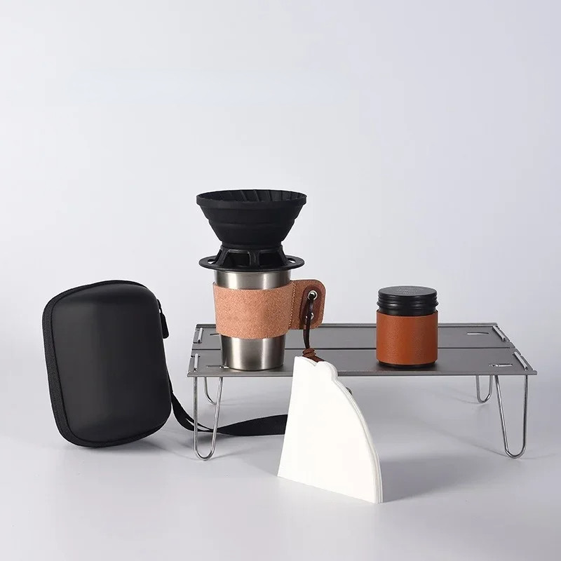 Hand Pour-Over Coffee Set Portable Silicone Coffee Filter Cup CoffeeCup/Bean Jar/Filter Paper Campin