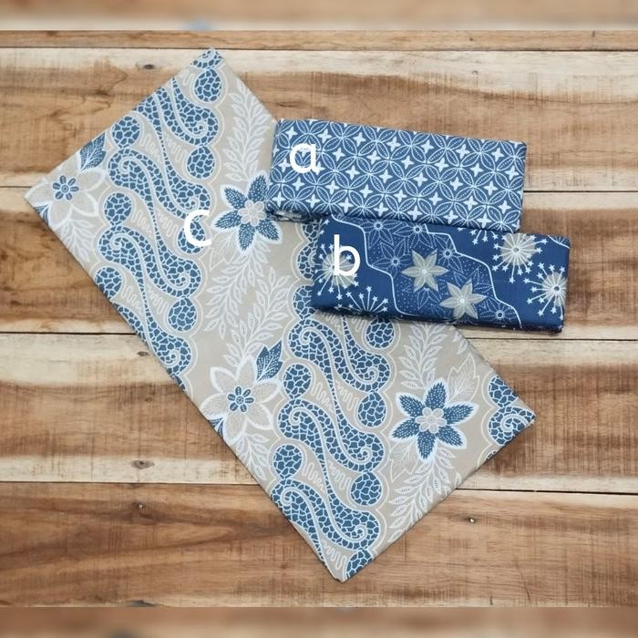 Kain Batik TR Kawung - Bintang - Seno Kembang Serian Biru