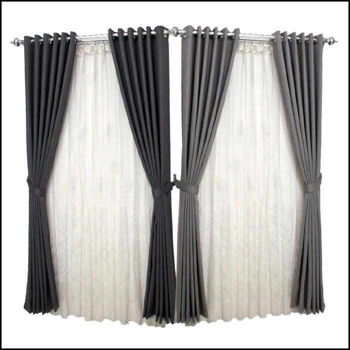 New gorden polos blackout import gorden pintu gorden jendela minimalis Kain Tali Coklat Kain Jendela