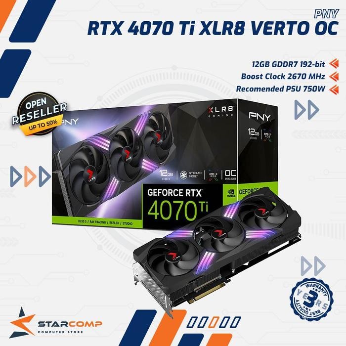 PNY GeForce RTX 4070 Ti 12GB XLR8 Gaming VERTO TF EPIC-X RGB Triple Fan RTX4070 Ti