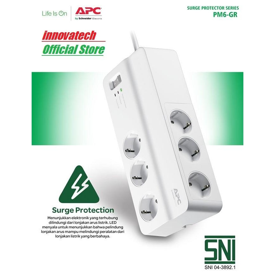 j6ae- Apc Surge Protector Pm6Gr / Pm6-Gr Colokan Anti Petir