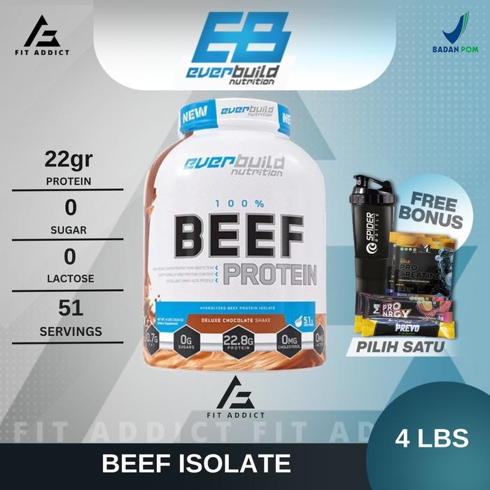 ORIGINAL  EVERBUILD NUTRITION 100% BEEF PROTEIN ISOLATE 4 LBS 4LBS EVER BUILD