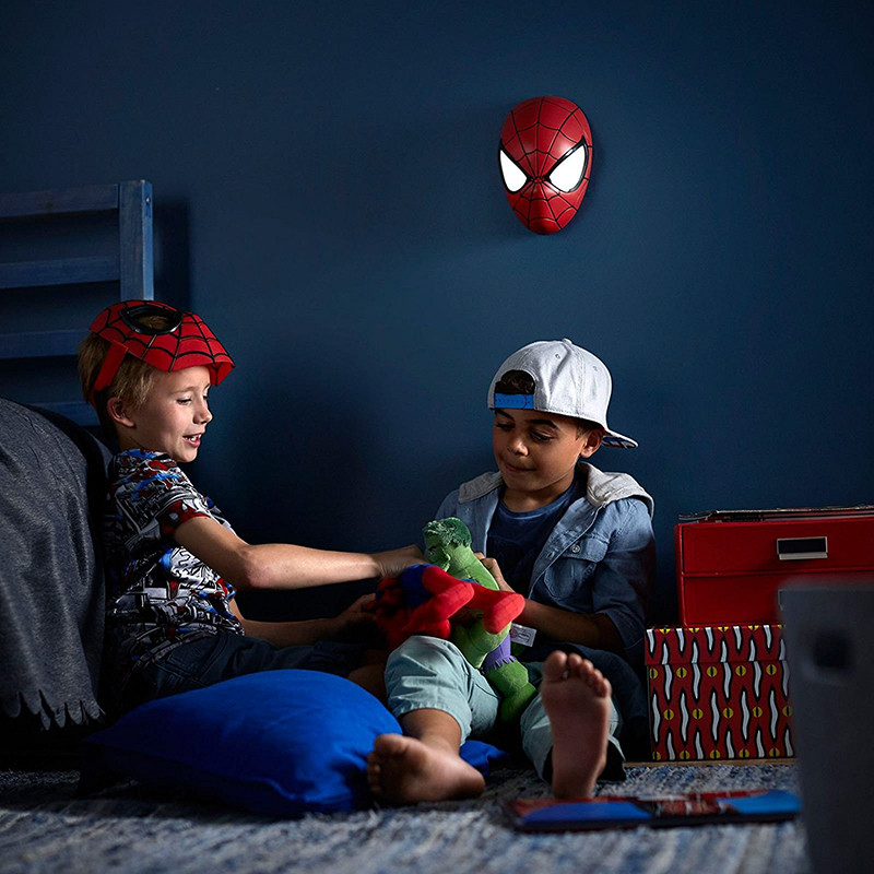 Acecorner Avengers  Spider Man Face Hand Superhero 3D LED Wall Lamp Creative Sticker Night Light for